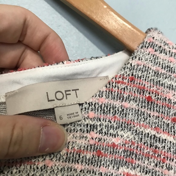 LOFT Soft Pink Knit Shift Dress Ruffle Sleeves - Picture 4 of 7